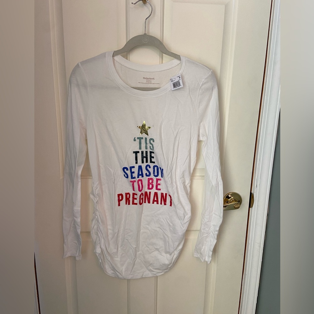 Motherhood Maternity Long Sleeve Side Ruched Maternity Tshirt